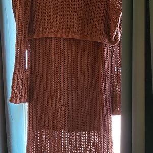 Brown Knit Sweater Dress